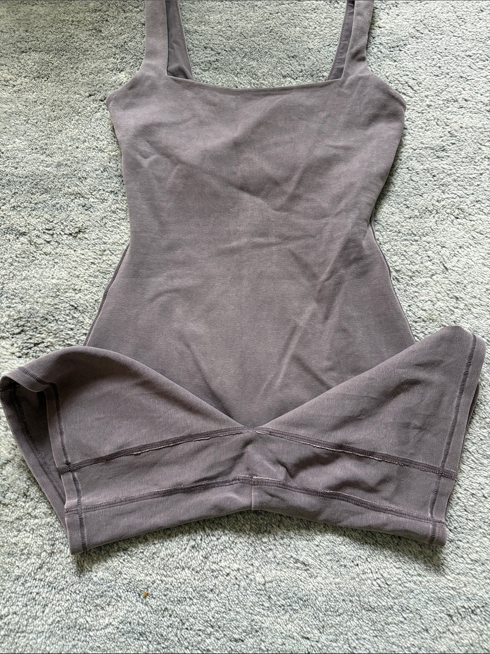 SKIMS Sleeveless Square Neck Ribbed Romper in Mauve Brown - Picture 4 of 7